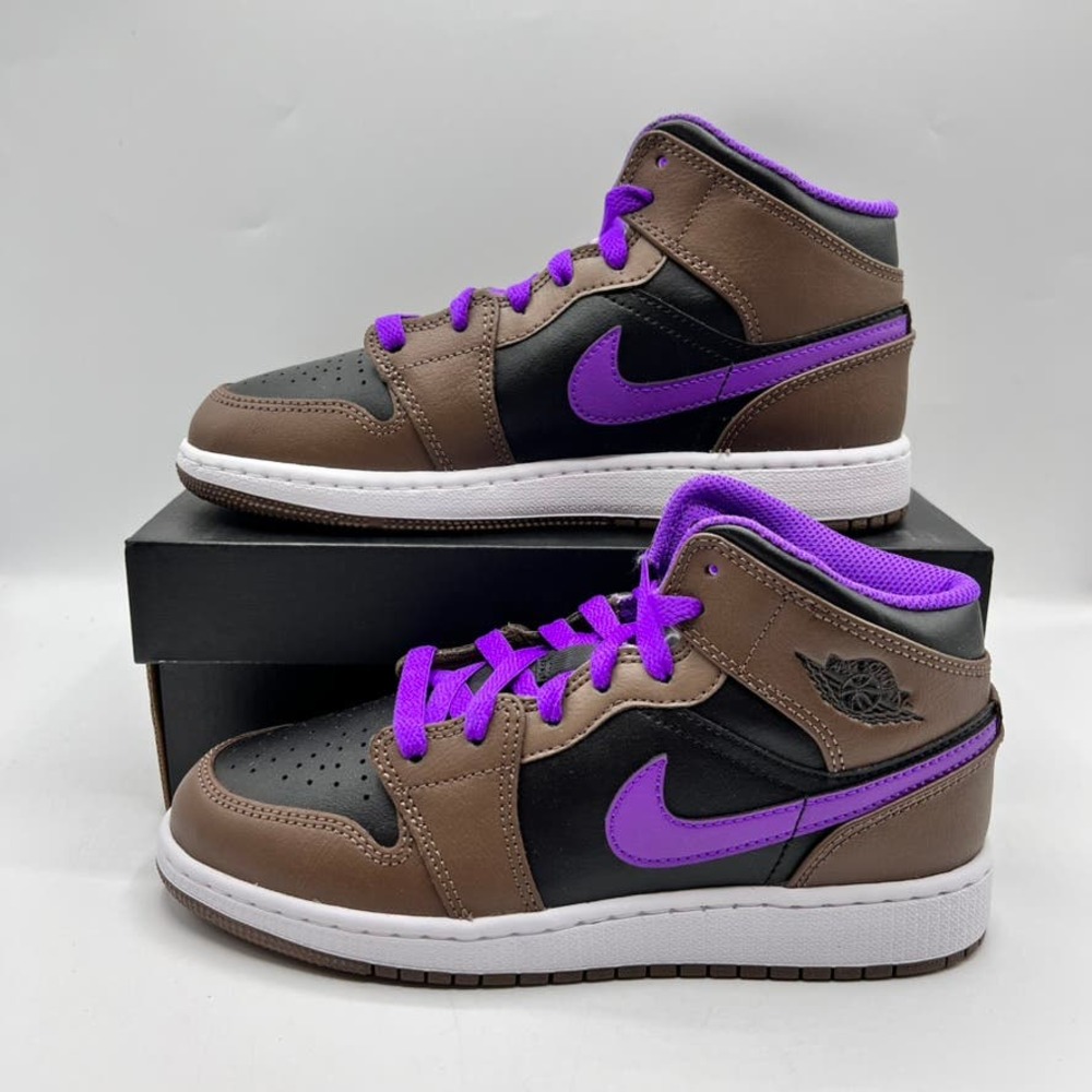 Jordan Mid-Top Sneakers in Brown, Black & Purple